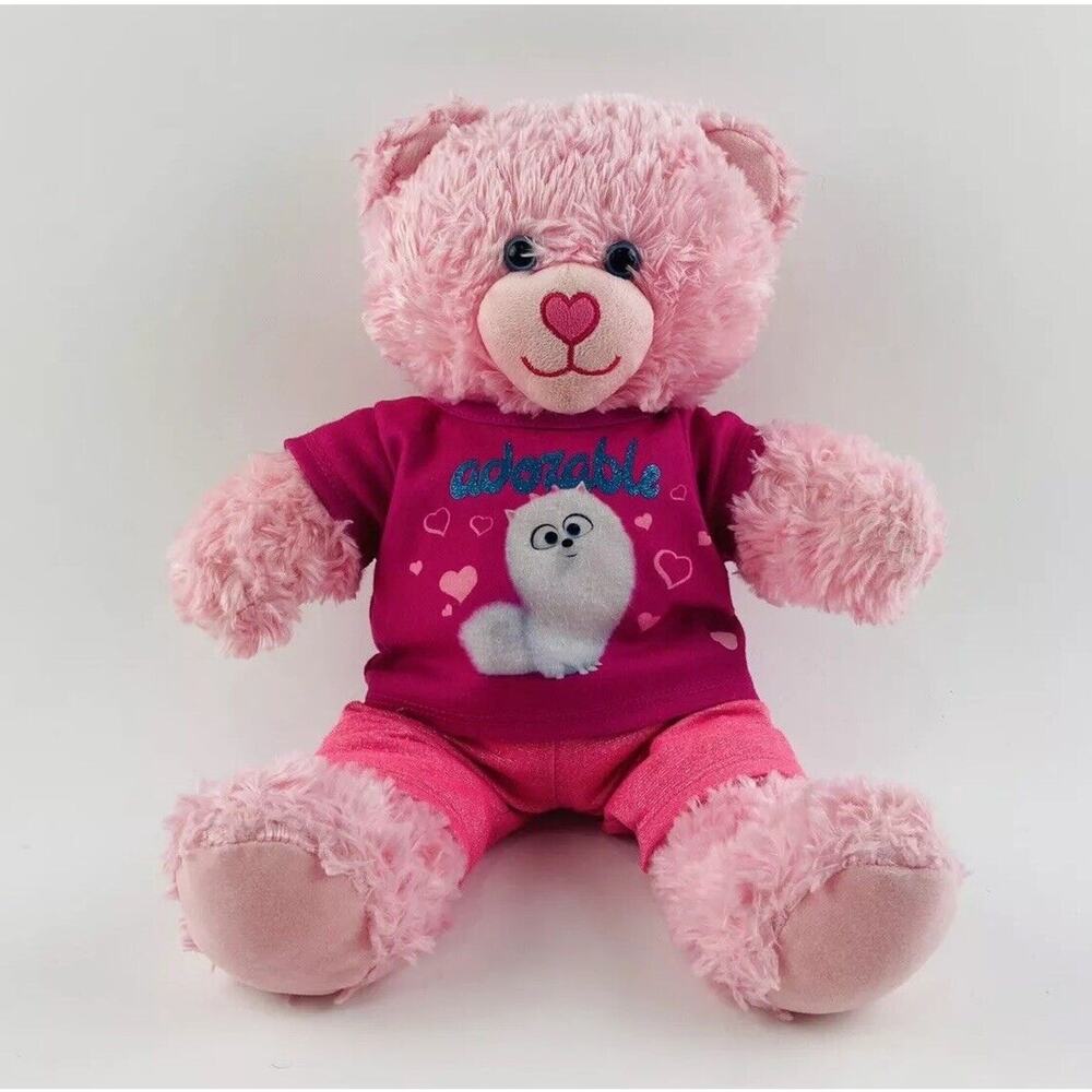 Build A Bear Plush Teddy Pink Soft Heart Nose Stuffed Animal Kitty White Scruffy